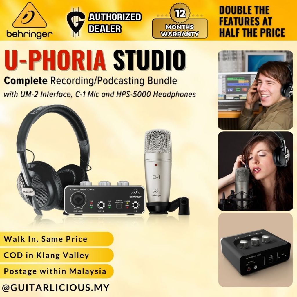 Behringer U-PHORIA STUDIO ชุดบันทึกพร้อมแคลมป์ไมค์และ Pop Filter UM-2 C1 (UPHORIA UM2 C1 HPS5000)