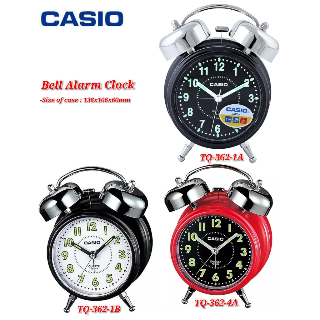 Casio Bedside Bell Snooze นาฬิกาปลุกสีดํา TQ-362