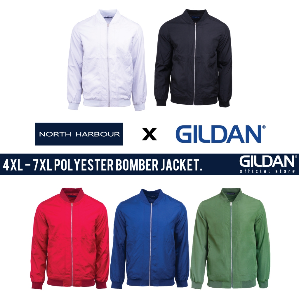 GILDAN x NORTH HARBOUR 4XL 5XL 6XL 7XL ลมทนสบายกระเป๋าด้านในกระเป๋า Bomber Jacket NHJ1100