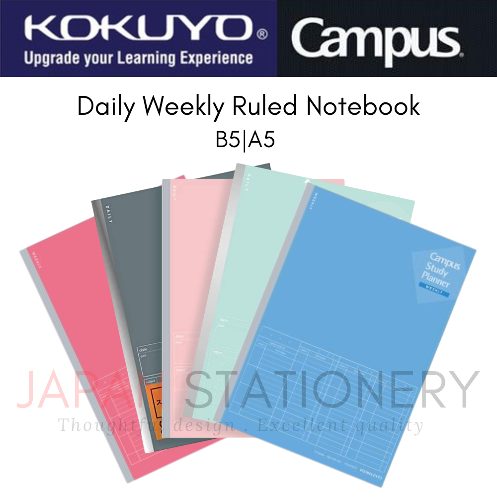 Kokuyo Campus Study Planner Notebook Daily Weekly Ruled B5 A5 -Y80MD-G -Y80MW-B