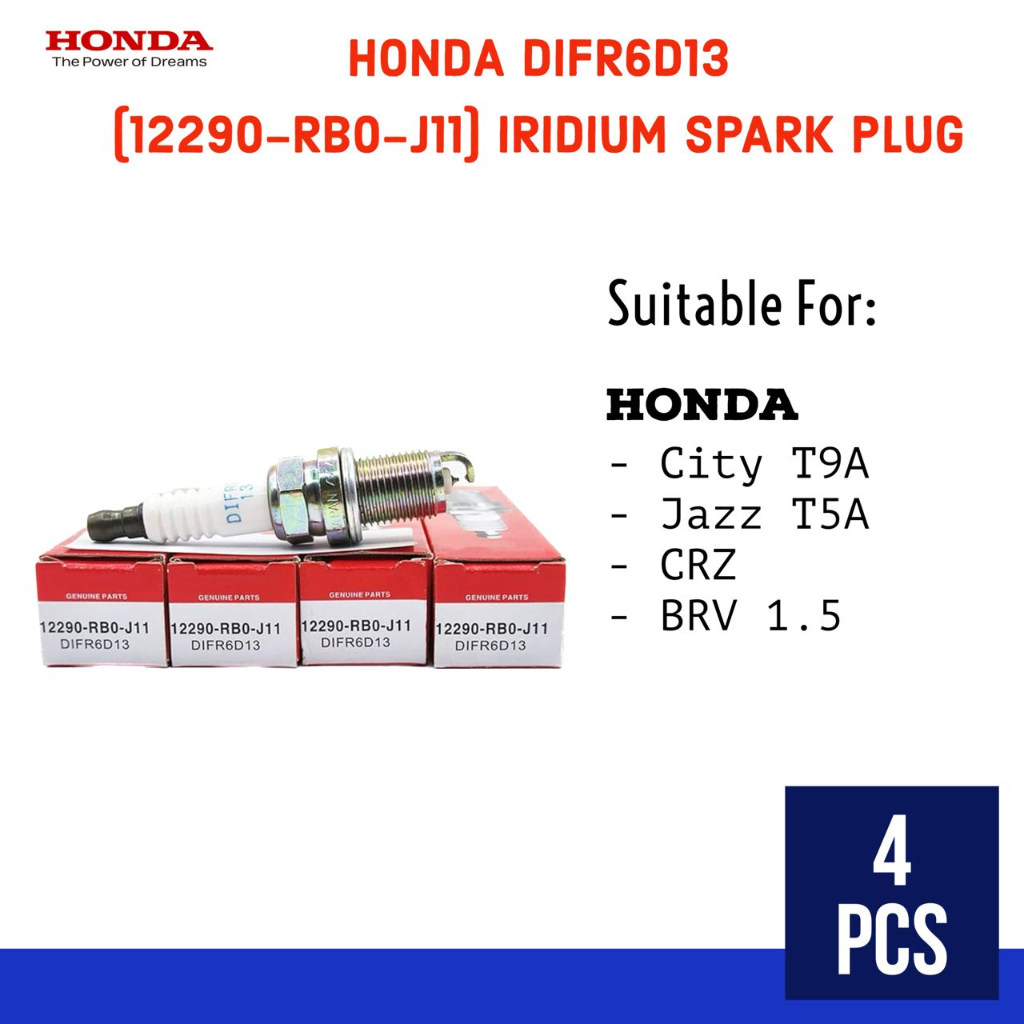 H ONDA DIFR6D13 (12290-RB0-J11) PALAM PENCUCUH IRIDIUM - CITY T9A/ CRZ/ JAZZ T5A/ BRV SPARK PLUG