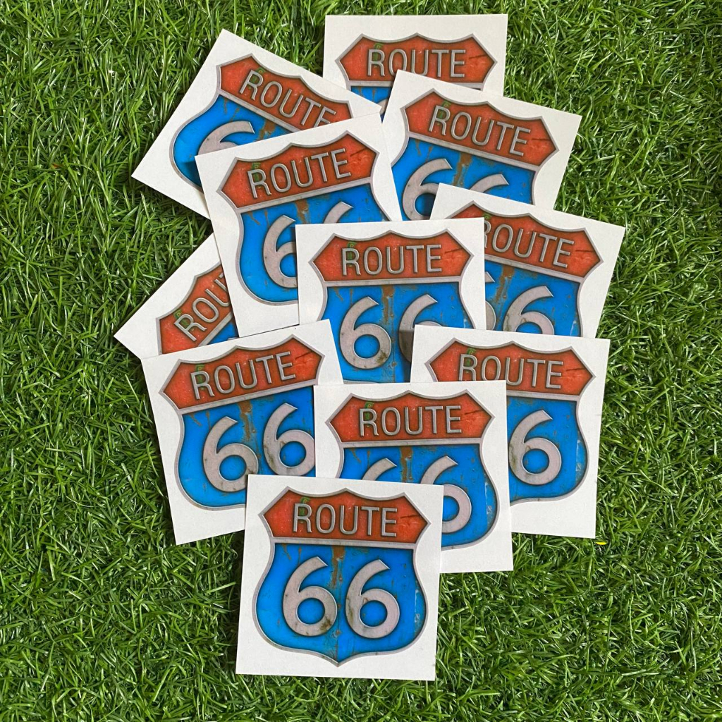 สติ๊กเกอร์ ROUTE 66 VINTAGE LOOK STICKER มอเตอร์สติ๊กเกอร์ KERETA