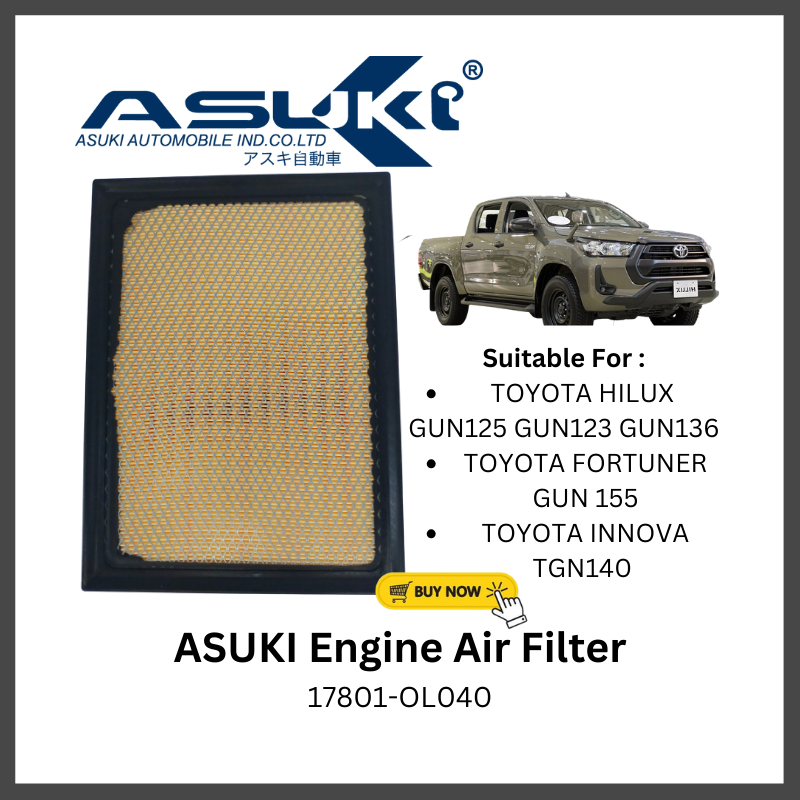 ASUKI ไส้กรองอากาศเครื่องยนต์ Toyota Hilux GUN125 GUN123 GUN136 Fortuner GUN155 Innova TGN 140 FA-23