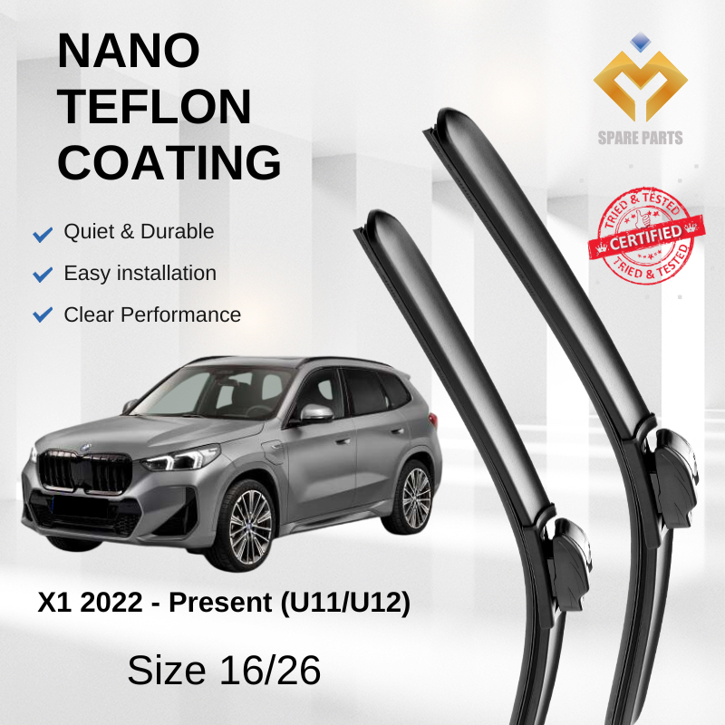 BMW X1 2022-Present U11 U12 คุณภาพพรีเมี่ยม Japan Tech Car Wiper 1 ชุด 16"+26", ประเภท 04-มีแถมผ้า M