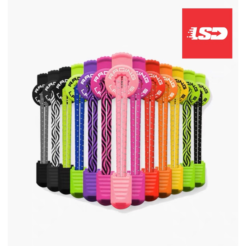 Racing Laces ล็อคสะท้อนแสง Laces เชือกรองเท้ายืดหยุ่น Lazy Lock ไม่มี Tie