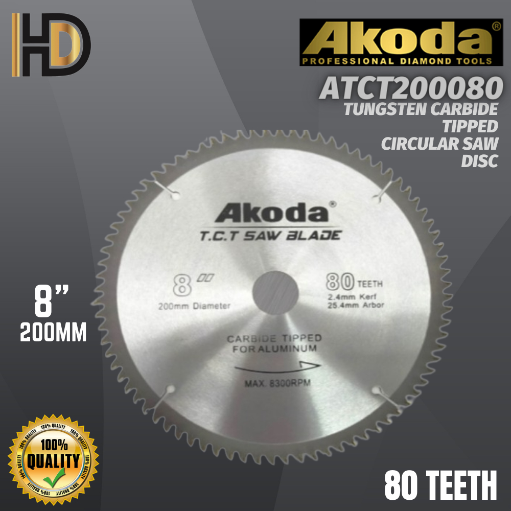 ใบมีดแผ่นตัดไม้ AKODA 8 200 มม. /AKODA ATCT200080 ใบมีดแผ่นตัดไม้ขนาด 200 มม. 8 มม