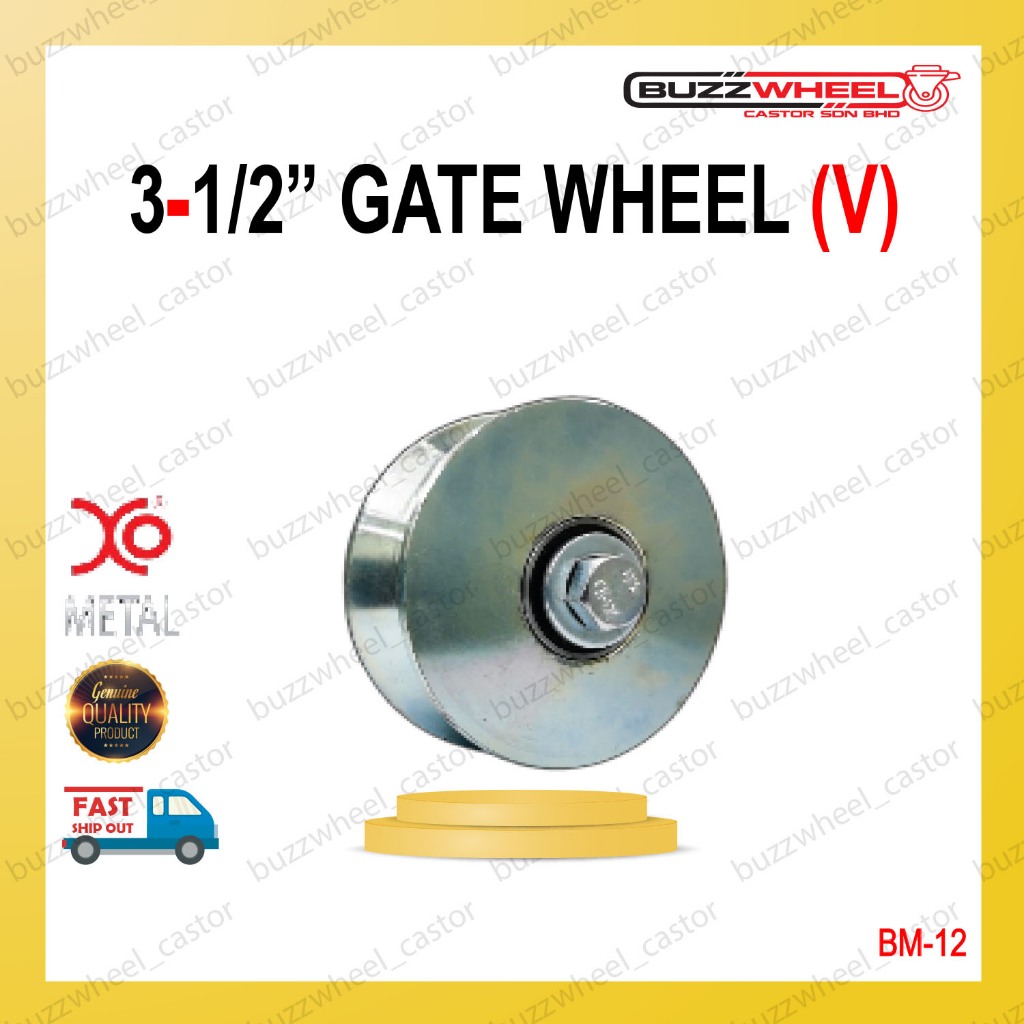 3-1/2" BM-12 (90MM X 23MM V-GROOVE) โลหะ NON-CAP SLIDING GATE ROLLER/ ล้อ/ RODA PAGAR BESI
