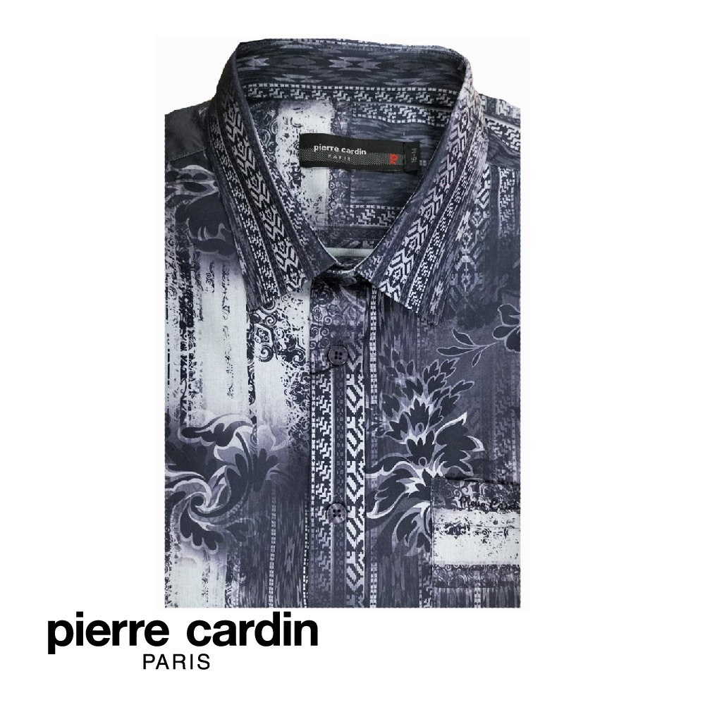 Pierre CARDIN เสื้อยืดบาติก แขนสั้น พร้อมกระเป๋า (พอดีตัว) สีเทา (W3505B-11463 - C1)