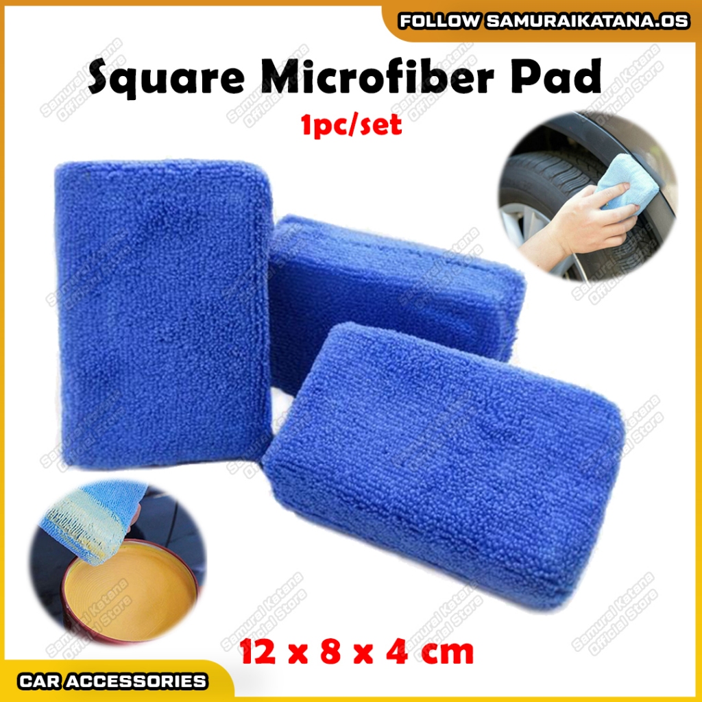 12 ซม. 1 ชิ้น/เซ็ตสแควร์ไมโครไฟเบอร์ Pad ฟองน้ํา Microfibre Polish Wax Buffing Cube Span Cuci นุ่มล้
