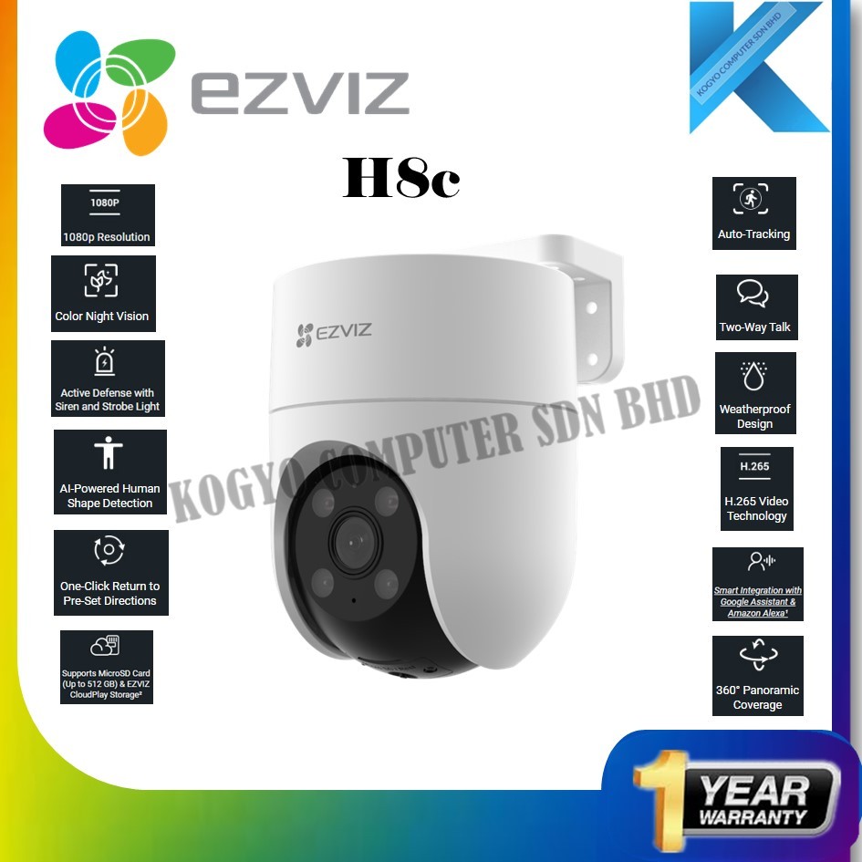 EZVIZ H8c 1080P / H8c 2K 4MP WiFi กลางแจ้ง