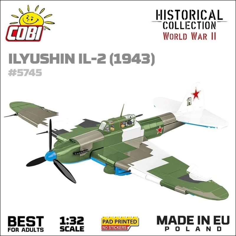 COBI IL-2 Sturmovik – เครื่องบินโจมตีดินโซเวียต WW2 (1/48 Scale) – อิฐที่เข้ากันได้ของ LEGO – ผลิตใน