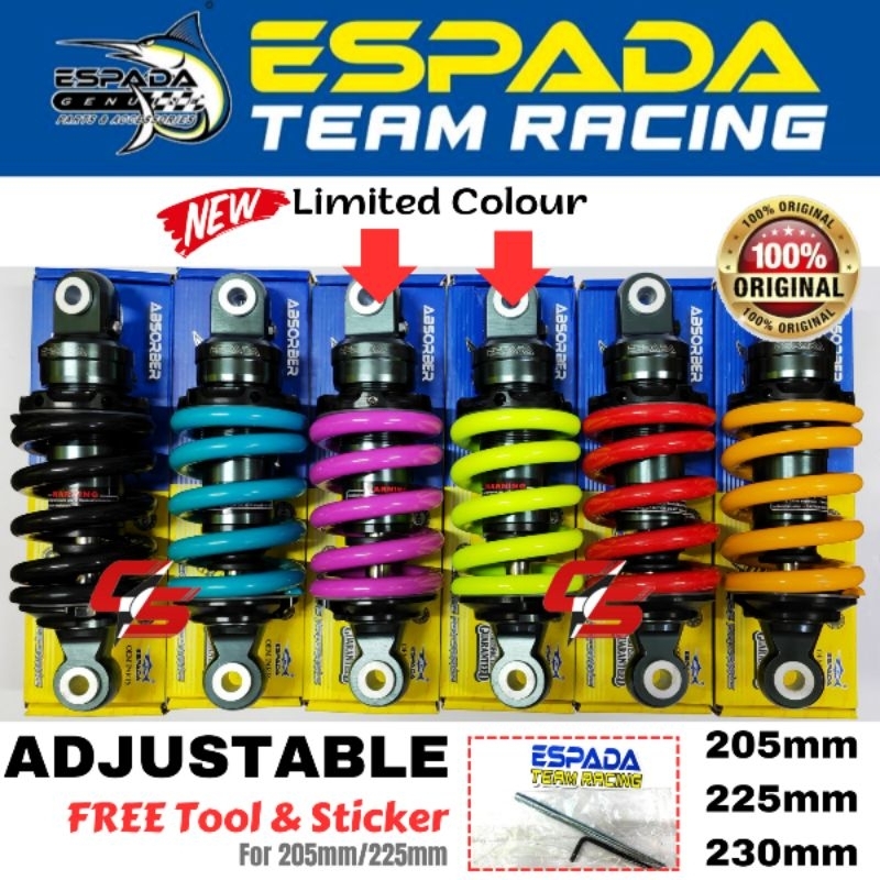 RS150 RSX150 VF3i RFS150 Y16ZR Y16 Y15 Y15ZR LC135 Monoshock ปรับ Espada Apido 205 มม.225 มม.203 มม.