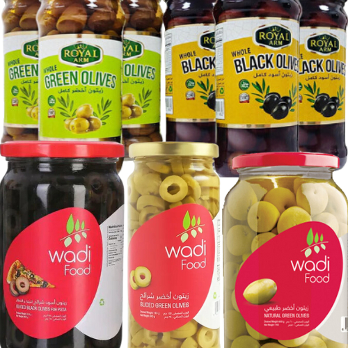 Wadi/Royal Whole Olives - Sliced Olives - Pitted Olives ( เขียว / ดํา ) (340g) -