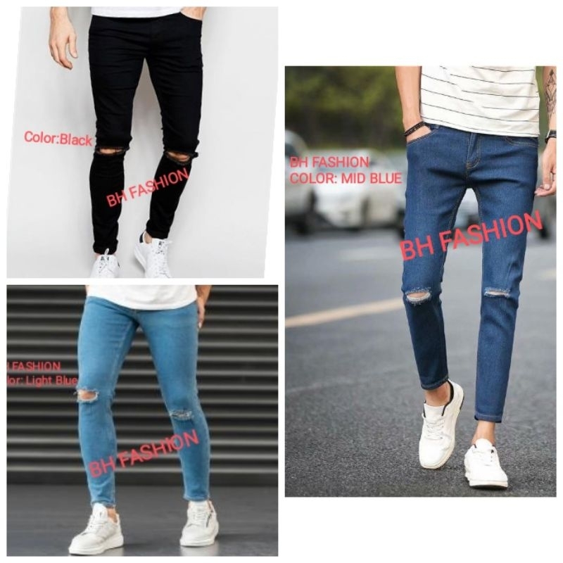 Skinny/Slim Fit Ripped Jeans For Mens Denim Long Pant Seluar Lelaki koya koya size (26-40)