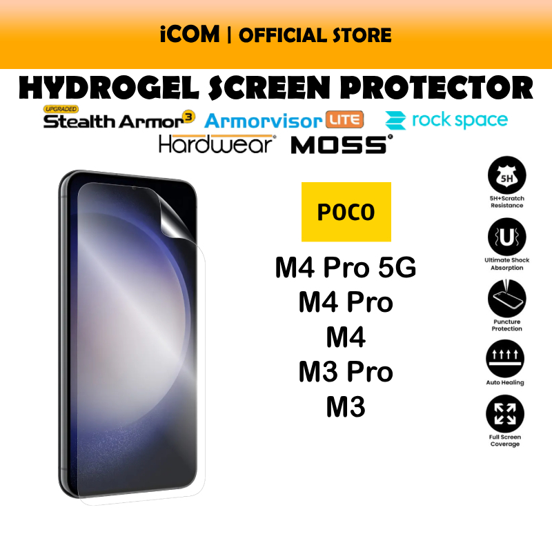 Rock Space Hydrogel ป้องกันหน้าจอสําหรับ Poco M4 Pro 5G/M4 Pro/M4/M3 Pro/M3 - X.One/Hardwear/Moss