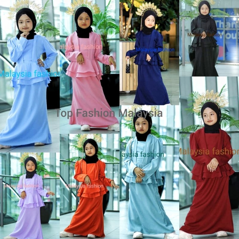 HAPPY เด็ก Kabaya เสื้อผ้า 2 ตอน 2024 Kabaya เสื้อผ้าสําหรับสาว Peplum kabaya แฟชั่นสาว Peplum Budak