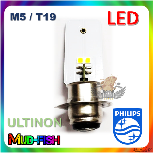 PHILIPS ULTINON 1000 MOTO LED MOTORCYCLE 6500K WHITE LIGHT หลอดไฟหน้า 12V 4.5W (M5 / T19) - กล่องสีเ