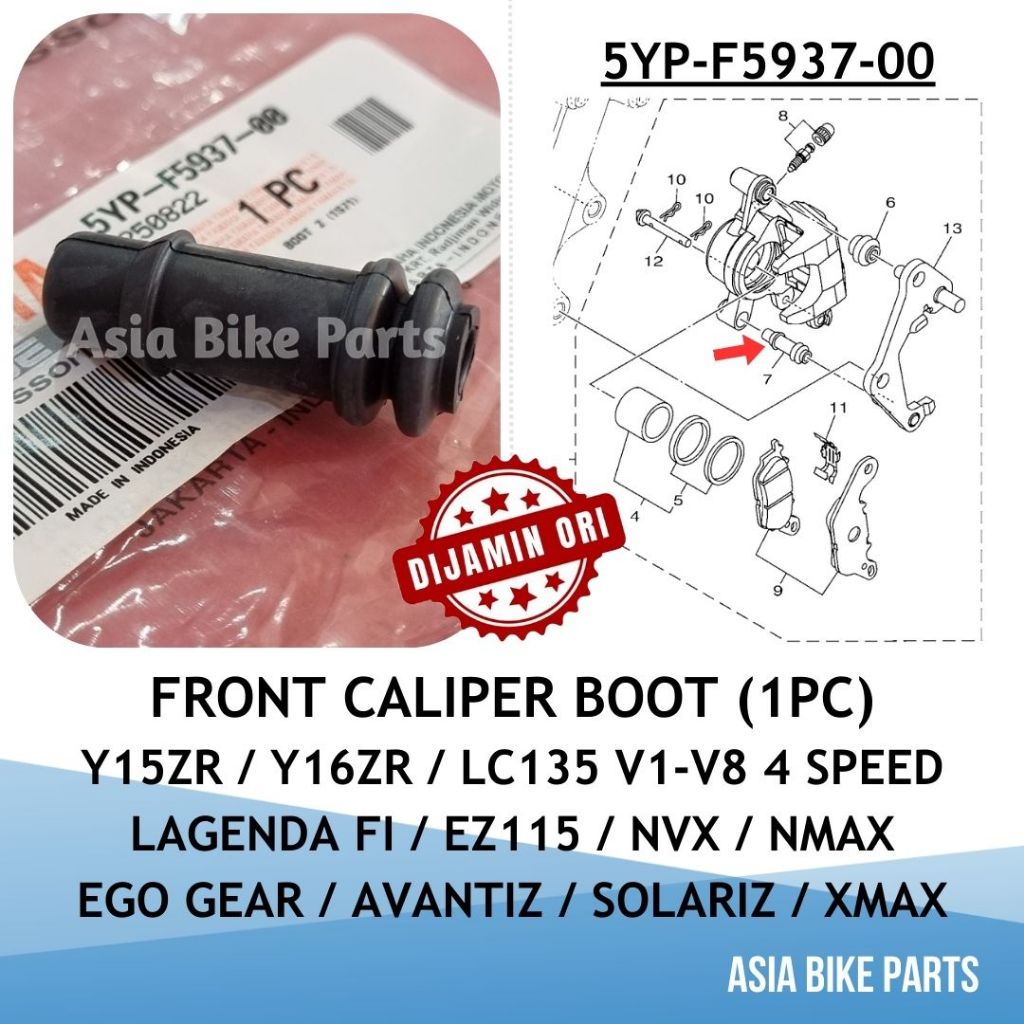 Yamaha Y15ZR Y16ZR / LC135 V1-V8 4S / Lagenda FI / NVX NMAX / Avantiz Solariz Front Caliper Boot - 5