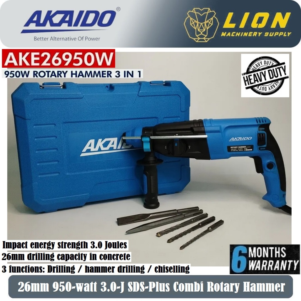 Akado AKE26950W 26mm 950-watt 3.0-J SDS-Plus Combi สว่านโรตารี่พร้อมโฆษณา - รับประกันท้องถิ่น 6 เดือ