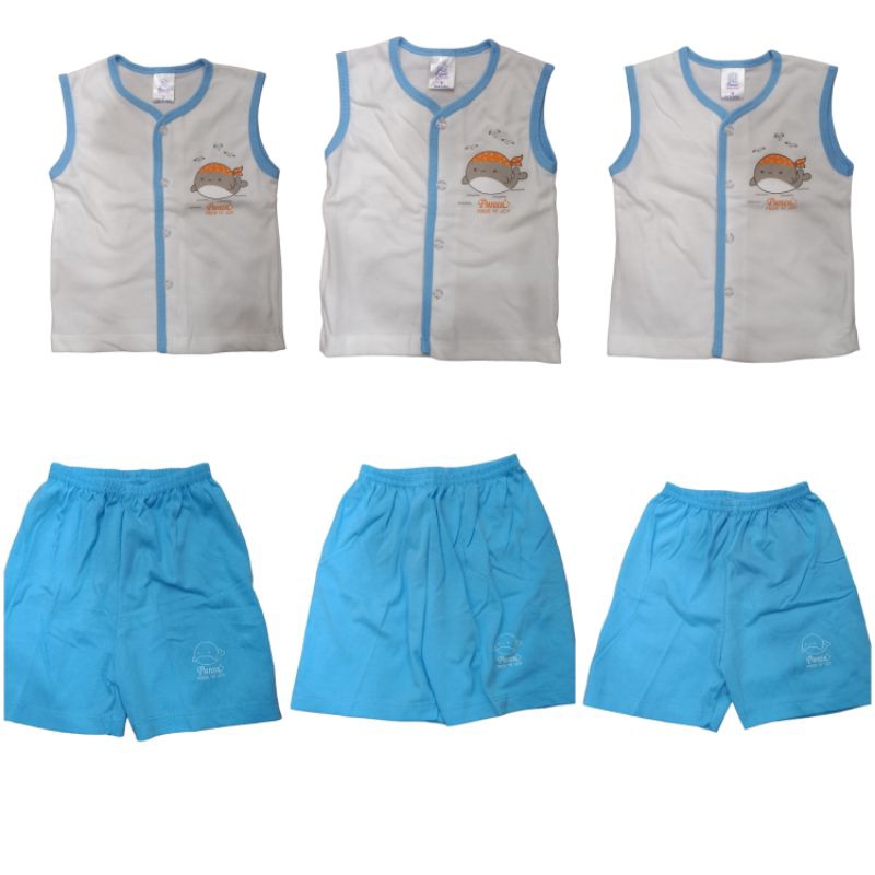 Pureen Pride N Joy Baby Clothes Color Blue Short Sleeve Size ( M 6-12months / S 0-6months / L 12-18m