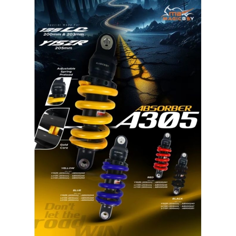 MAGICBOY 205MM Y15ZR Y15 LC135 MONOSHOCK ABSORBER SUSPENSION 205MM ASOBER MONO