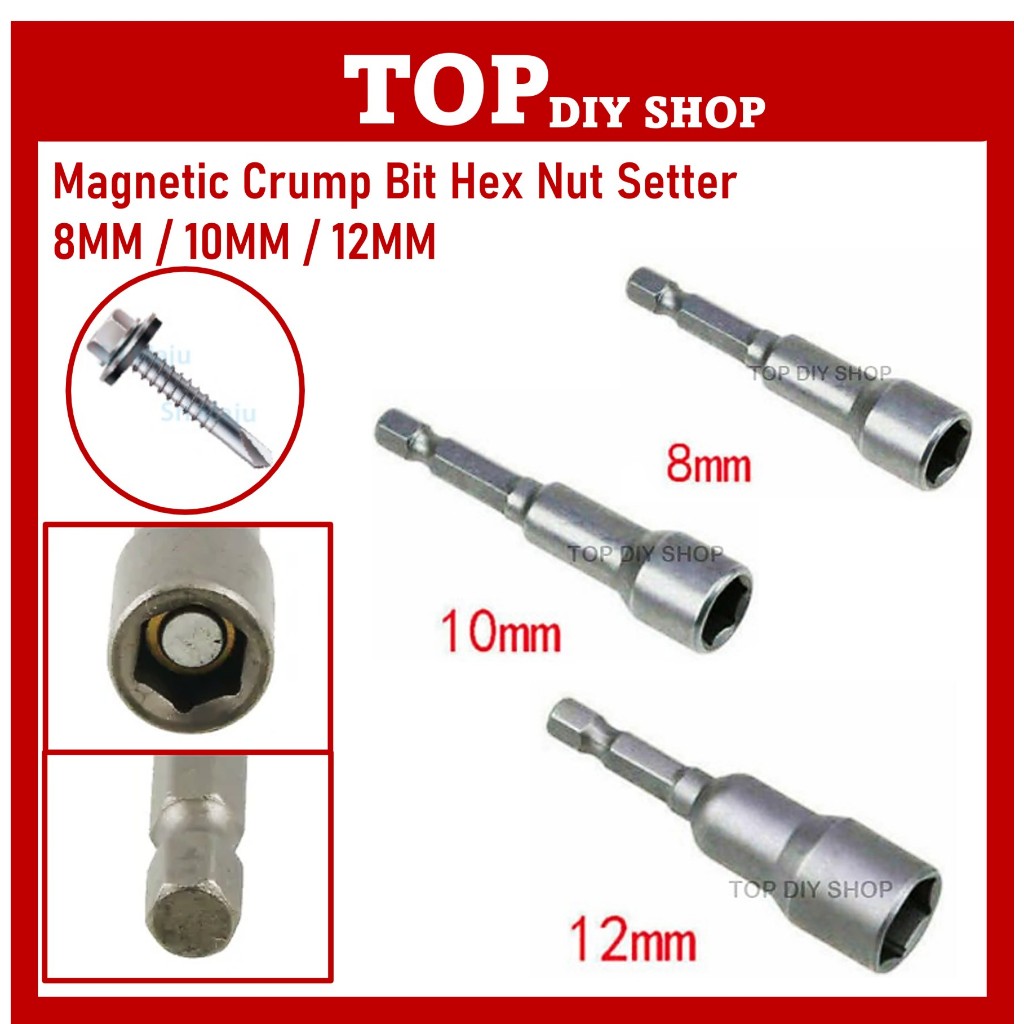 แม่เหล็ก Crump Bit Hex Nut Setter สกรูขับรถ Bit สําหรับเครื่องมือไดร์เวอร์เจาะ Mata Pasang Ikat Spru