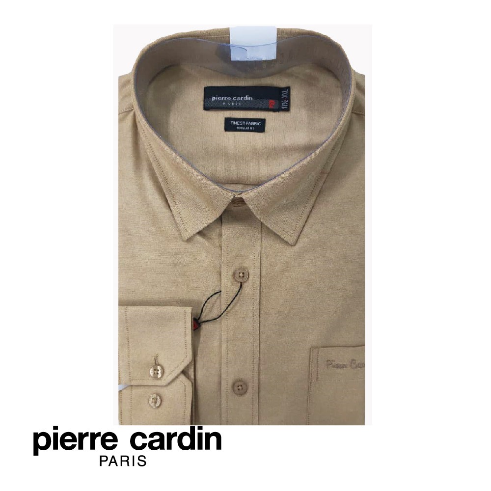 Pierre CARDIN เสื้อยืด แขนยาว สีกากี สําหรับผู้ชาย (พอดีตัว) (W4202B-11515)