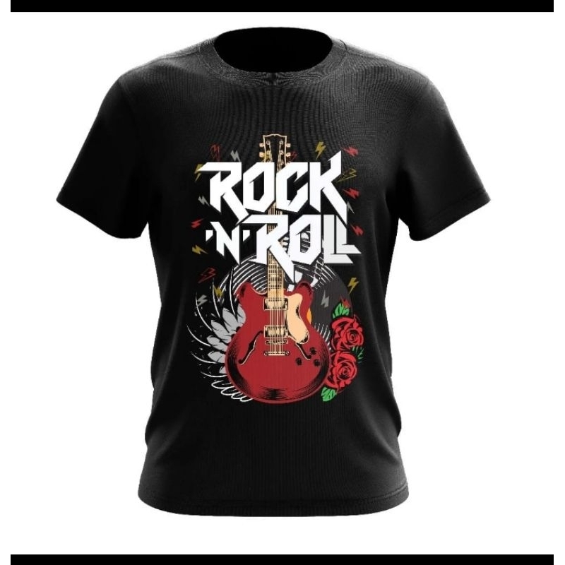 เสื้อยืด BAJU ROCK N ROLL GITAR UNISEX PREMIUM คุณภาพสูง