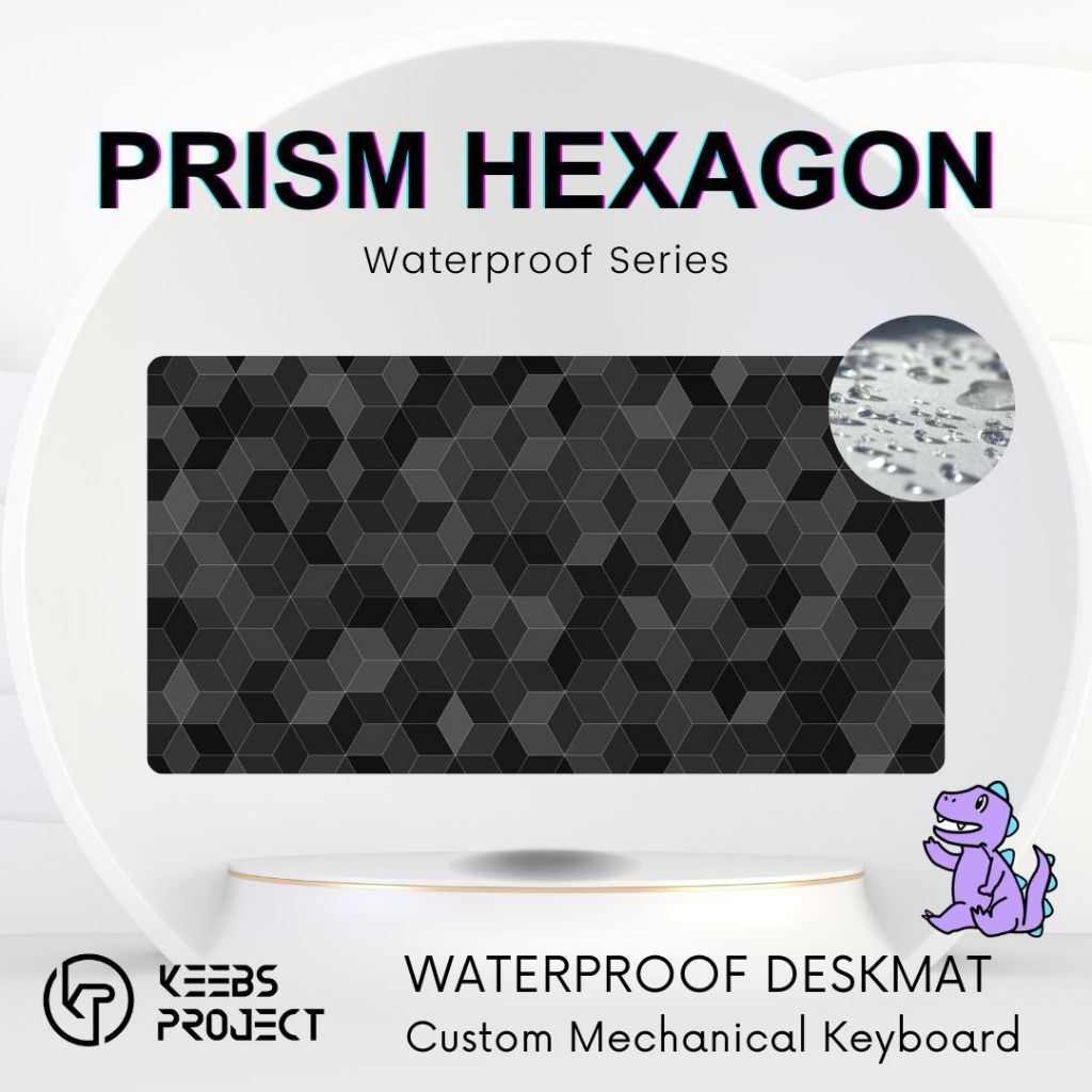 Prism Hexagon Minimalist Deskmat WATERPROOF (900 มม. x 400 มม. x 4 มม.) แผ่นรองเมาส์/แผ่นรองเมาส์