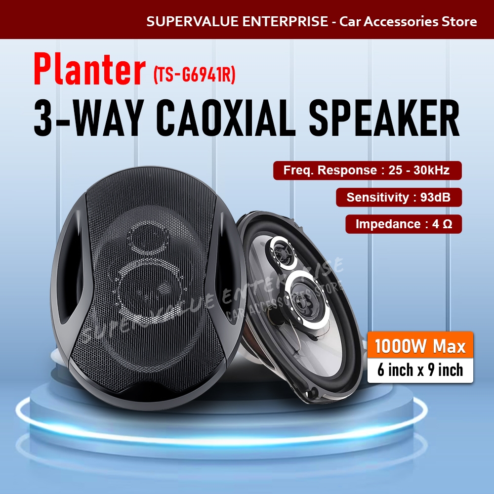 Planter TS-G6941R 1000W 6" x 9" 3-Way Coaxial Speaker Car Speaker Universal Speaker PAIR