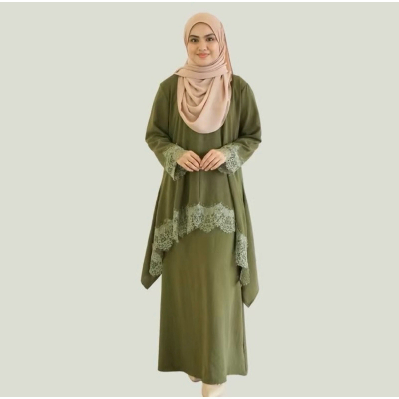 Baju Kurung Aliah ลูกไม้ New Arrival Raya Edition Italian Cey Ironless