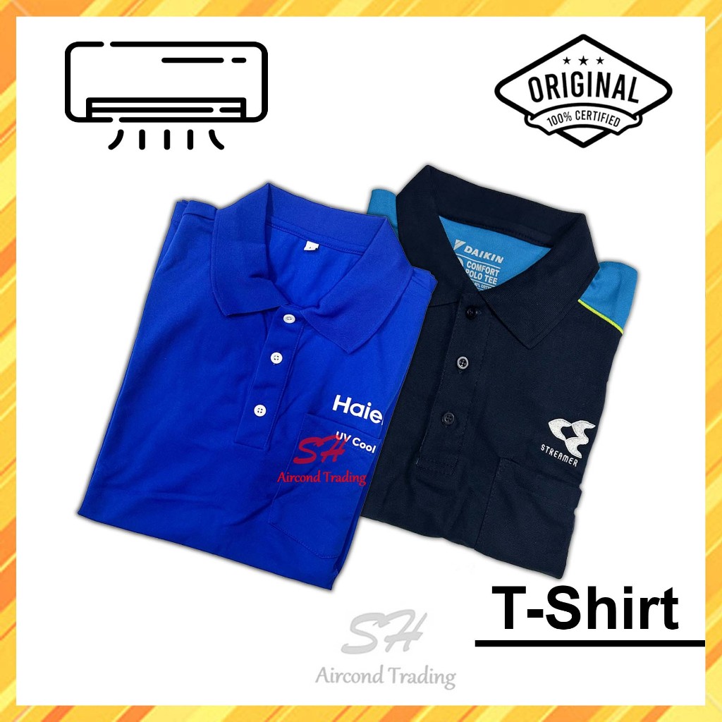 Daikin Midea Panasonic Haier T-Shirt (Streamer/Go Daikin/R32) เสื้อยืด สีฟ้า / ยูนิฟอร์ม / Baju