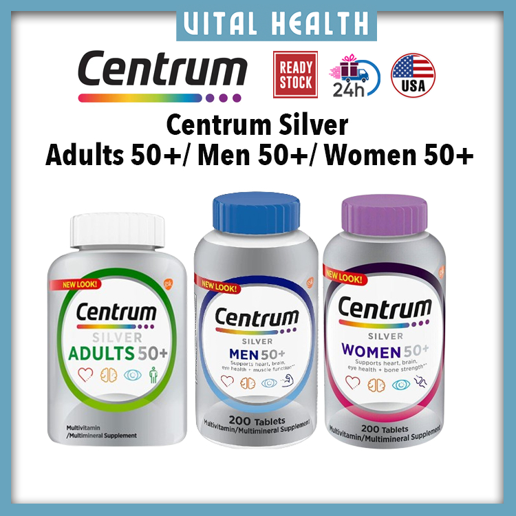 Centrum Silver Women 50+/Men 50+/Adults 50+ Multivitamin/Multimineral อาหารเสริมวิตามิน D3, แคลเซียม