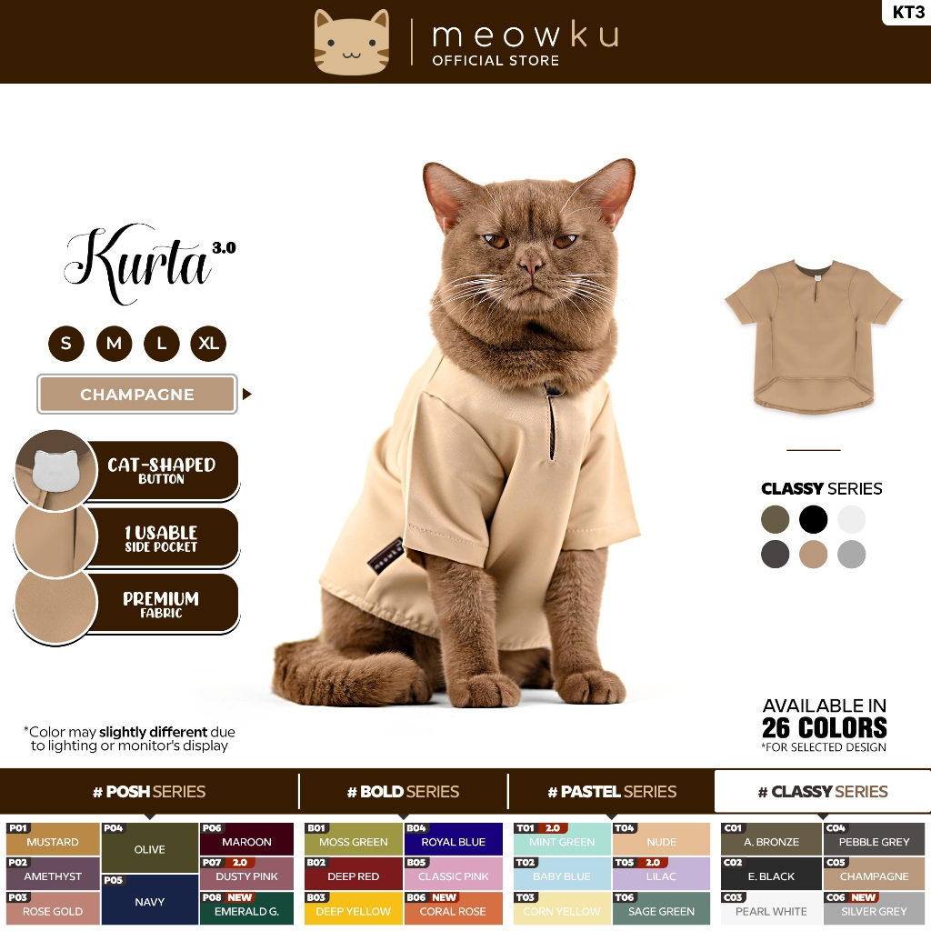 Meowku Kurta 3.0 (เสื้อผ้าแมวเรย่า) - Classy Series