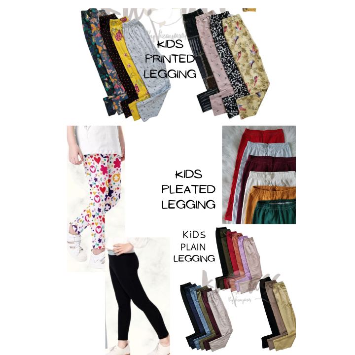 Kids & Seluar Legging Cotton & Pleated Print/Melon Budak Perempuan/Men/Bayi/Kanak-Kanak