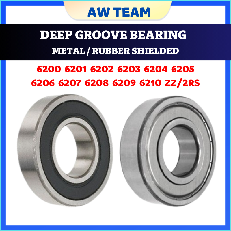 6200 6201 6202 6203 6204 6205 6206 6207 6208 6209 6210 ZZ/2RS DEEP GROOVE BEARING METAL SHIELDED ยาง