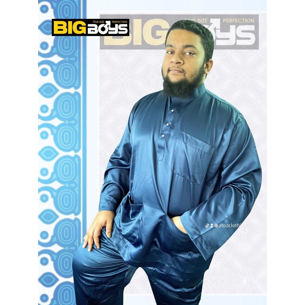 PLUS SIZE BAJU MELAYU SAIZ BESAR DARK BLUE SIZE [2XL-9XL] BODY 50-78 INCHES