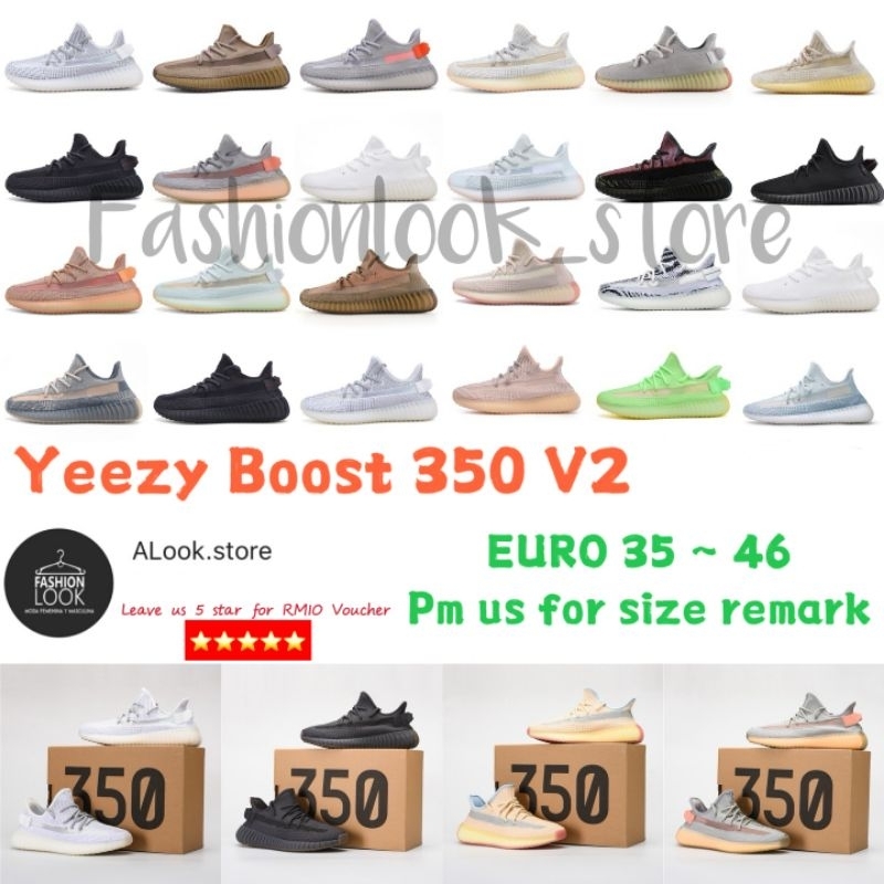 Kasut Unisex Euro 35-46 Yeezy Boost 350 V2 1-1 Hyperspace Premium รองเท้าวิ่งระบายอากาศรองเท้าผ้าใบ