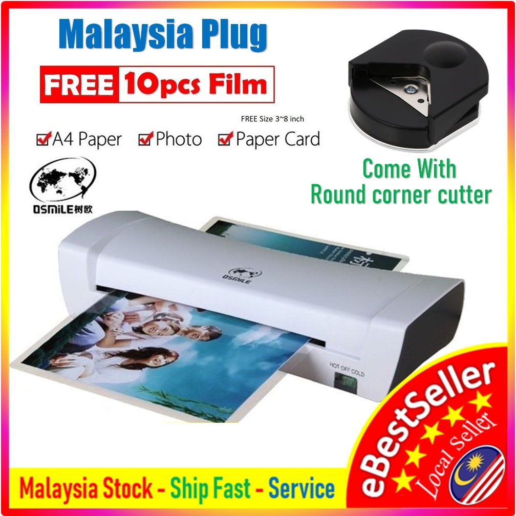 ฟิล์มฟรี + เครื่องตัดกลม + เวอร์ชันภาษาอังกฤษ QSmile เปลี่ยน Soonye SL200 SL299 A4 เครื่องเคลือบบัตร