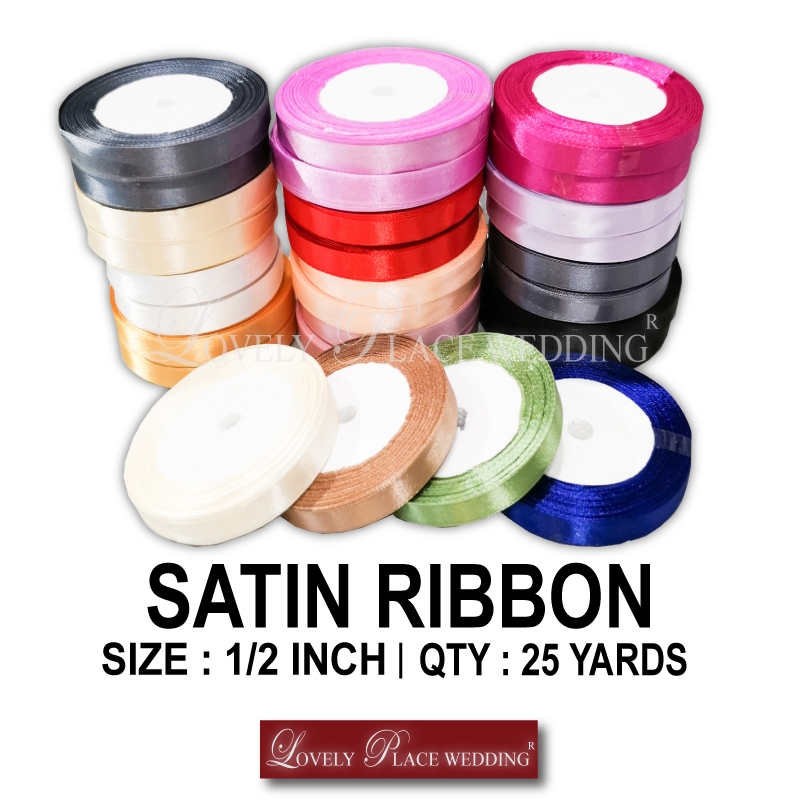 25 YARDS / ROLL ( 1/2" นิ้ว ) SATIN RIBBON / 22.8 เมตร REBEN ( 1.27CM )