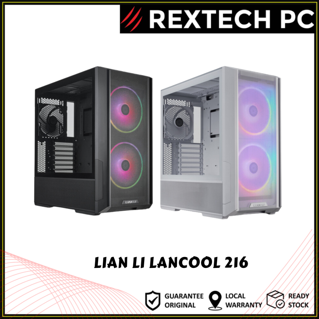 LIAN LI LANCOOL 216 RGB E-ATX PC Desktop Casing - สีดํา/ขาว