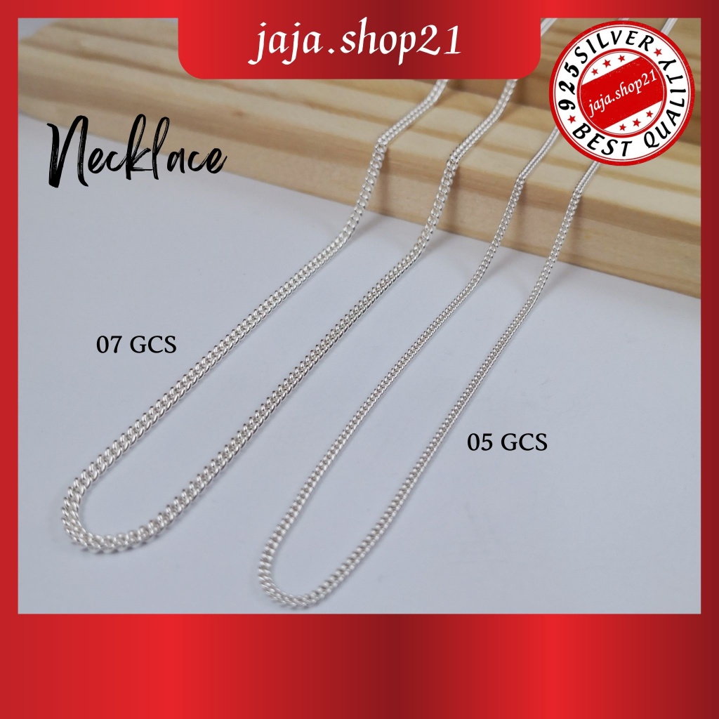 | โซ่สร้อยคอเงิน 925 จีซีเอส | สร้อยคอ 925 เงิน GCS | Rantai Leher GCS Perak 925
