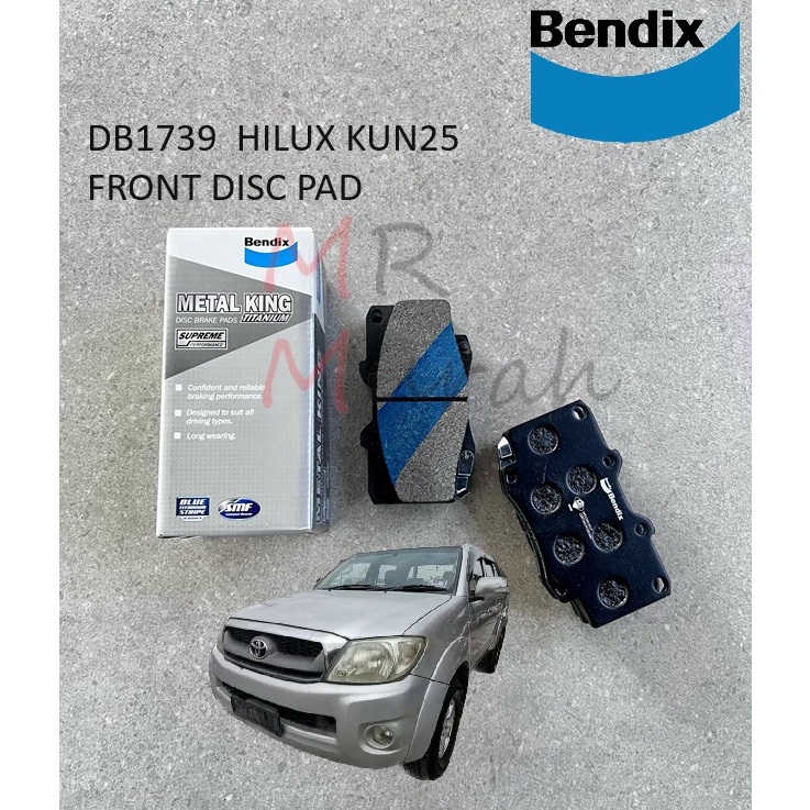 Bendix DB1739 แผ่นดิสก์เบรกหน้าโลหะ สําหรับ Toyota Hilux VIGO Kun25 (depan)