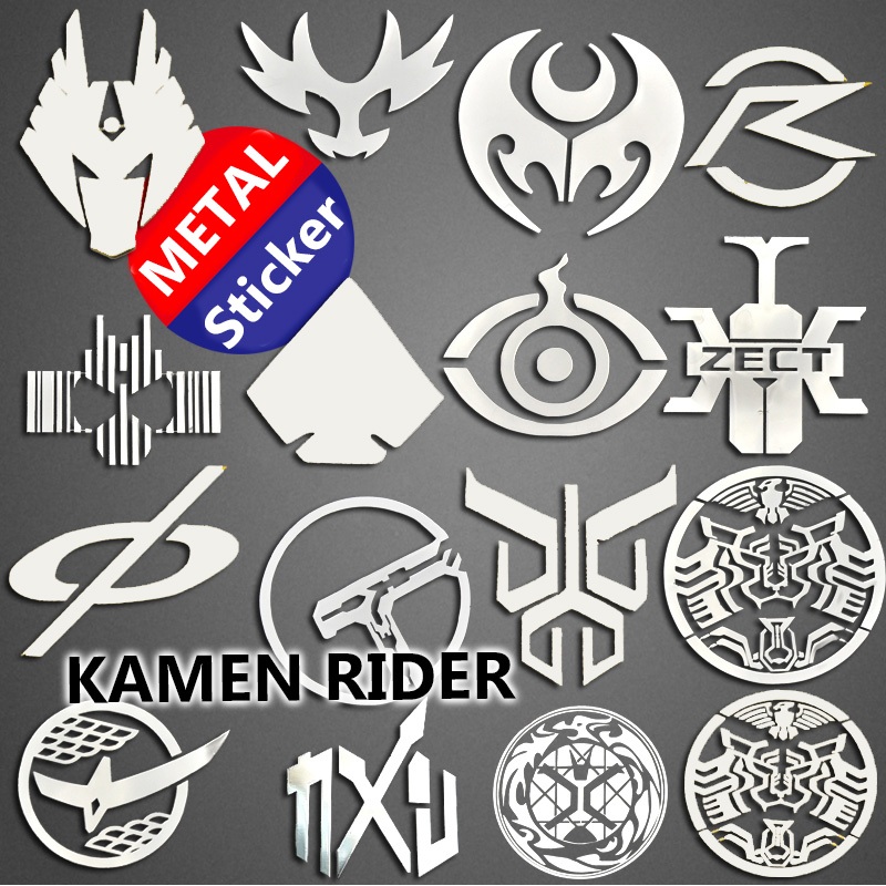 สติ๊กเกอร์โลหะสีเงิน Kamen Rider Logo Icon "KZ" Kabuto Kiva KRC Kuuga Ryuki Wizard -not bandai SHF S