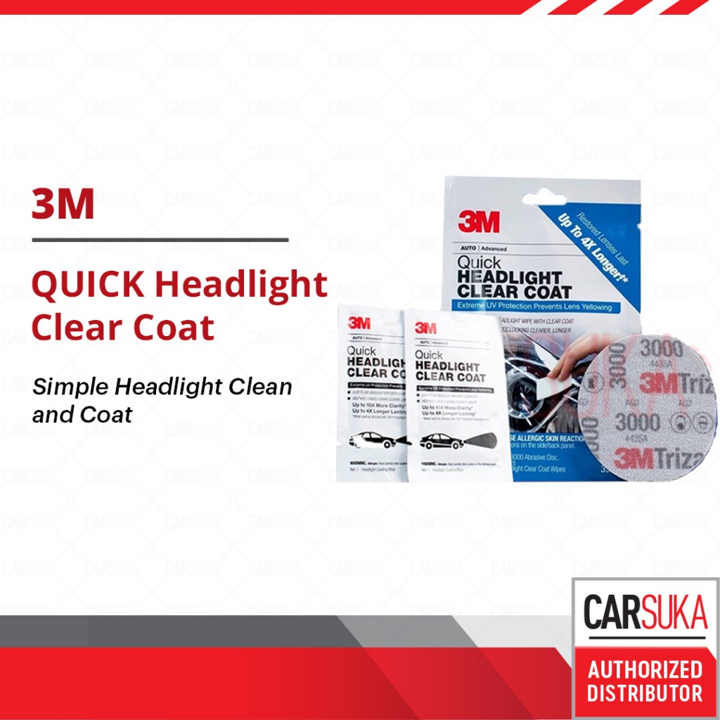 3M PN39173 Quick ไฟหน้า Clear Coat - ฟื้นฟู Treatment Polish Lampu Kereta ไฟหน้าซ่อมเลนส์พลาสติกรถยน