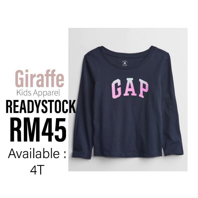 (165) Gap kids ของแท้จาก US 4T Girl Logo Cotton top 4T