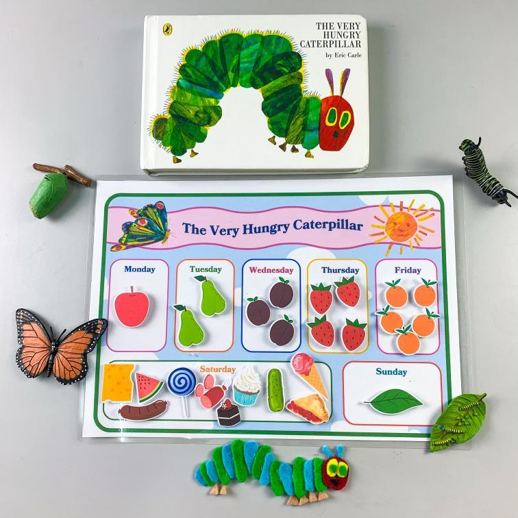 หนังสือ Montessori Early Learning Busy Book Very Hungry Caterpillar Food Fruits Buah Makanan Busy Book Budak