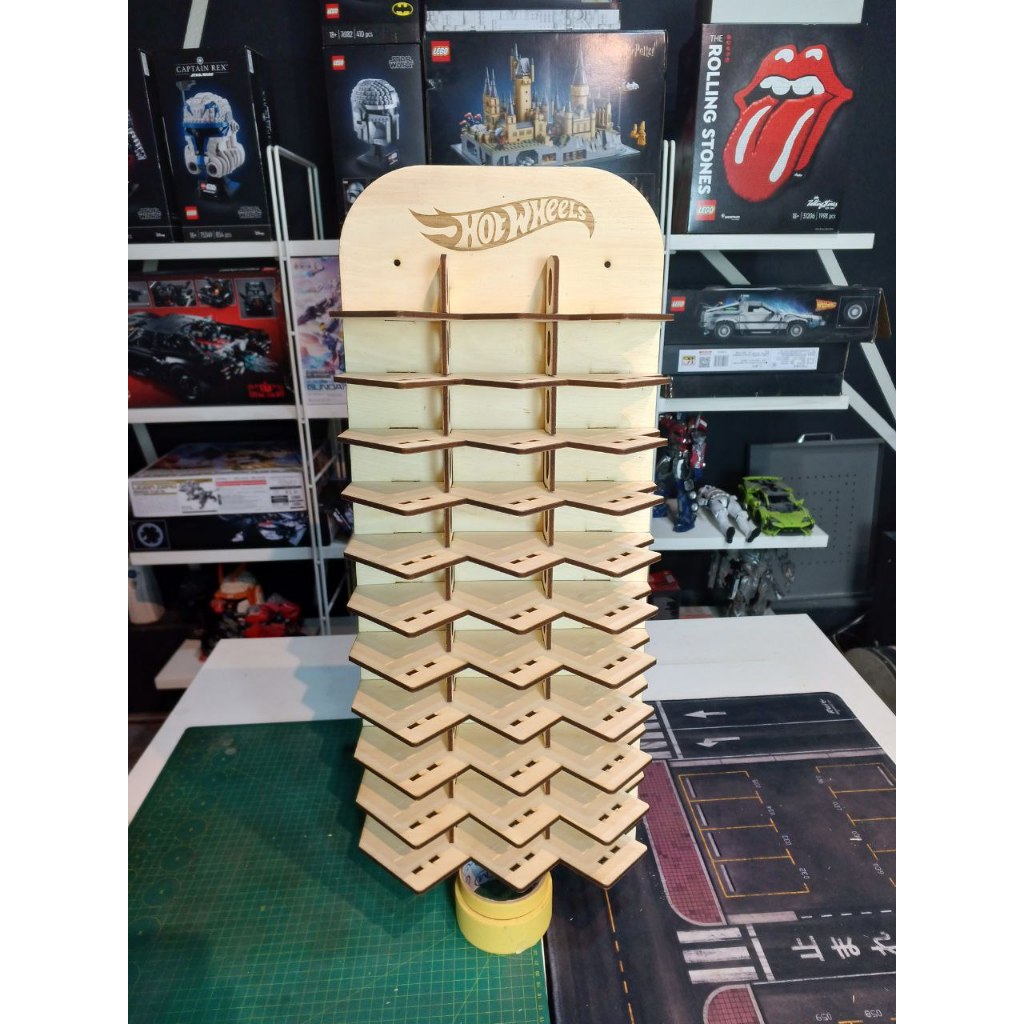 33 SLOT PLYWOOD HOTWHEEL RACK DIY (SCALE 1/64)
