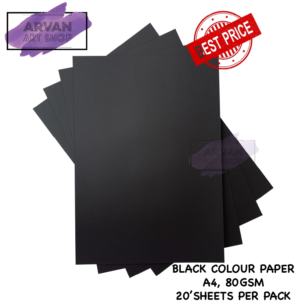 Hitam Ik LUCKY STAR A4 กระดาษสีดํา ( 80แกรม - 20's ) กระดาษสีดํา/Color Paper/A4 Paper 80gsm/Black A4 Paper