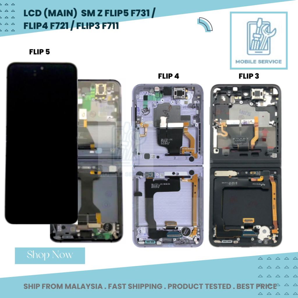 LCD SAM SM Z FLIP5 F731 / FLIP4 F721 / FLIP3 F711 (MAIN) จอแสดงผล + หน้าจอสัมผัส Digitizer Repair อะ